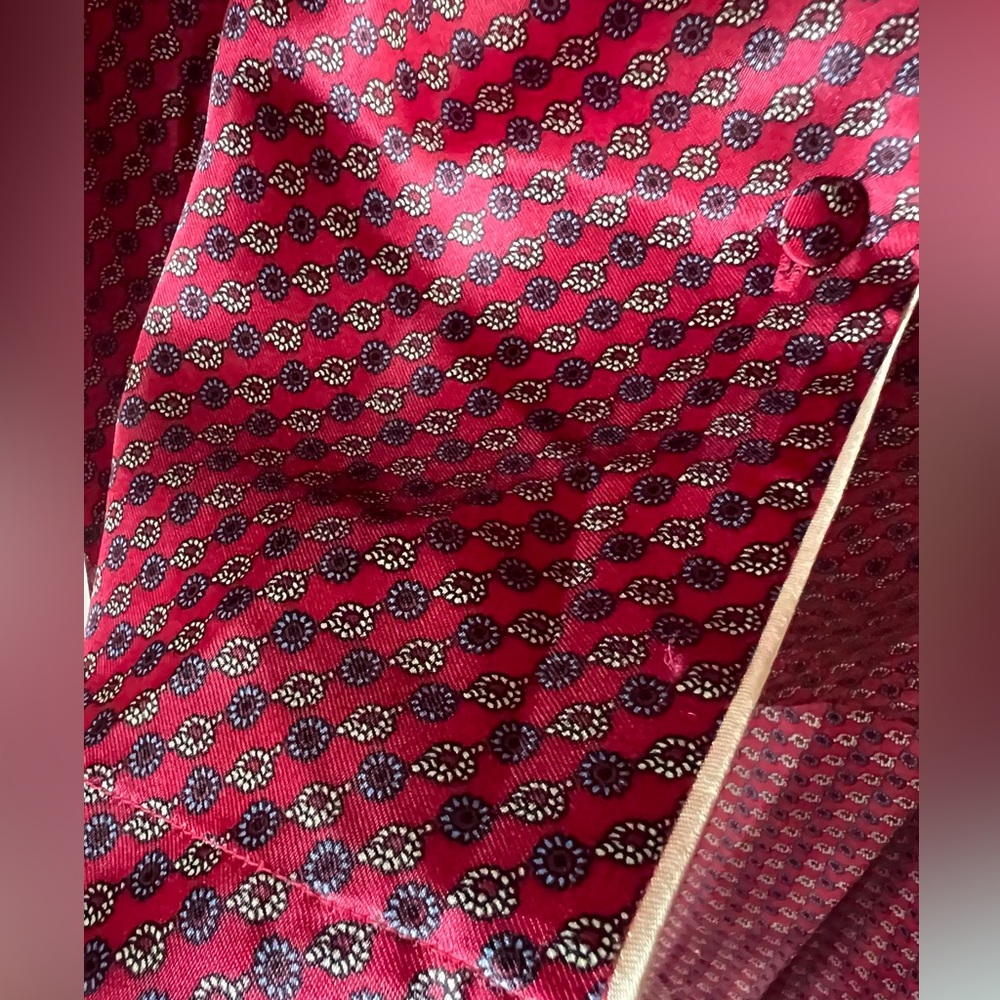 Katelyn Court Maroon Navy Gray Geometric Flower Print Satin Feel Pajamas Size S - Picture 8 of 12